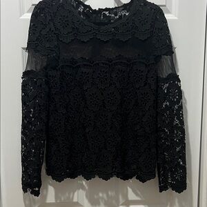 Romeo & Juliet Couture Black Floral Lace Blouse